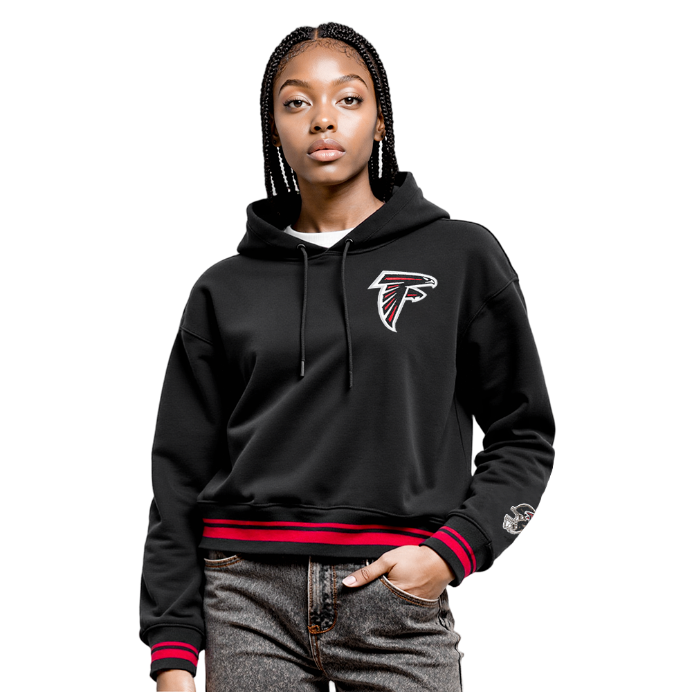 NFL ATLANTA FALCONS CHANDAIL À CAPUCHON MASHUP COURT CÔTELÉ POUR FEMME (NOIR/ROUGE/NOIR)