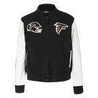 NFL ATLANTA FALCONS CLASSIC BLOUSON COLLÉGIAL EN LAINE POUR FEMME (NOIR/BLANC)