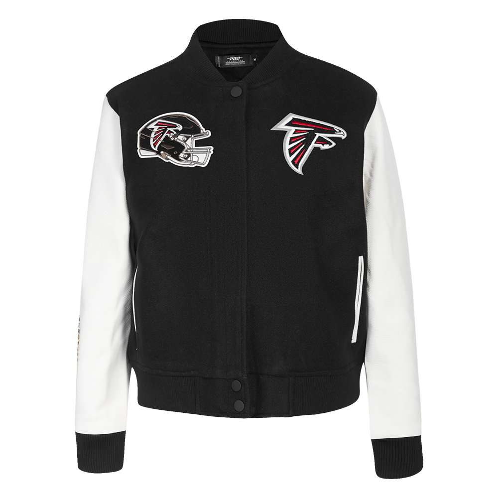 NFL ATLANTA FALCONS CLASSIC BLOUSON COLLÉGIAL EN LAINE POUR FEMME (NOIR/BLANC)