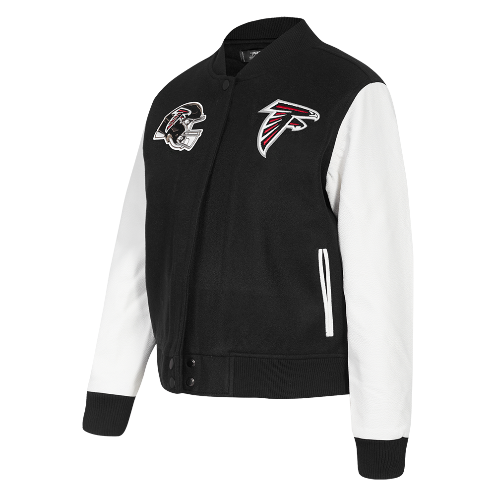 NFL ATLANTA FALCONS CLASSIC BLOUSON COLLÉGIAL EN LAINE POUR FEMME (NOIR/BLANC)