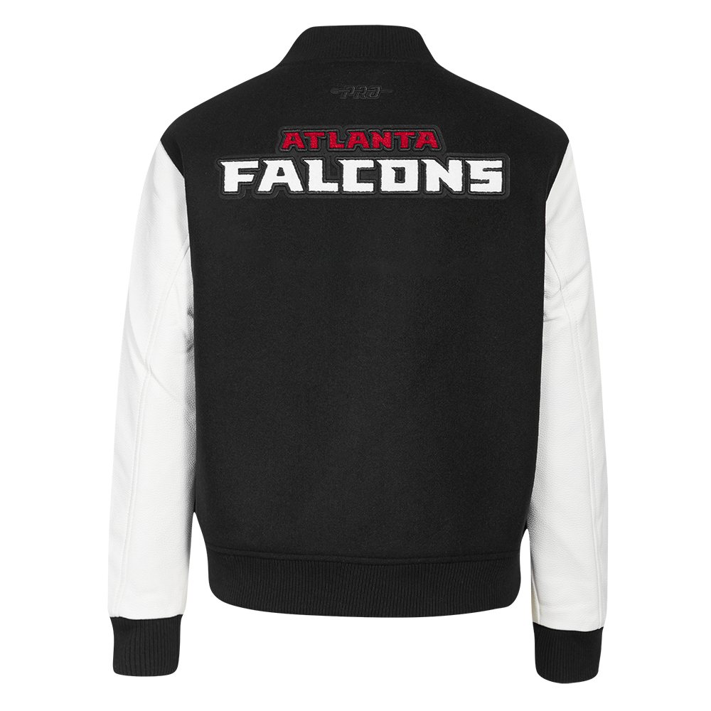 NFL ATLANTA FALCONS CLASSIC BLOUSON COLLÉGIAL EN LAINE POUR FEMME (NOIR/BLANC)
