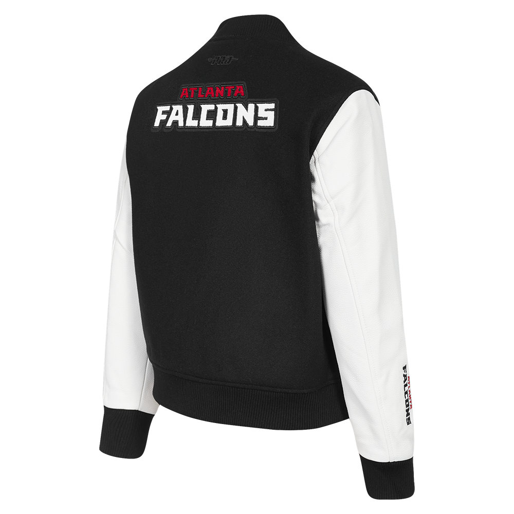 NFL ATLANTA FALCONS CLASSIC BLOUSON COLLÉGIAL EN LAINE POUR FEMME (NOIR/BLANC)