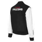 NFL ATLANTA FALCONS CLASSIC BLOUSON COLLÉGIAL EN LAINE POUR FEMME (NOIR/BLANC)