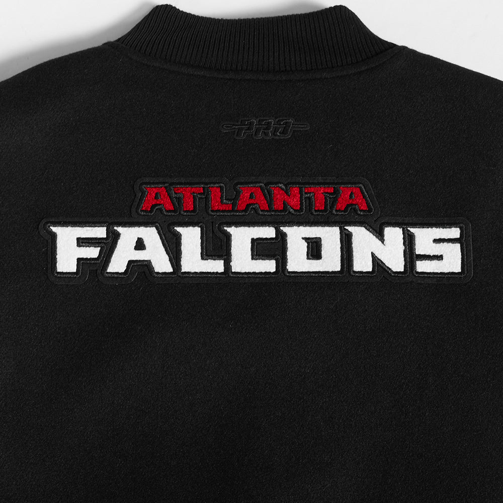 NFL ATLANTA FALCONS CLASSIC BLOUSON COLLÉGIAL EN LAINE POUR FEMME (NOIR/BLANC)