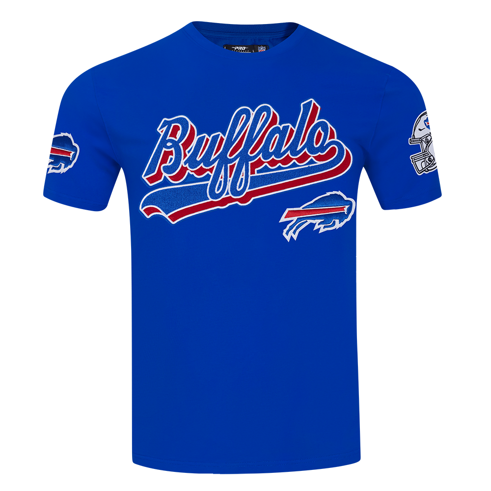 NFL BUFFALO BILLS SCRIPT TAIL T-SHIRT EN JERSEY SIMPLE POUR HOMME (BLEU ROYAL)