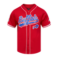NFL BUFFALO BILLS SCRIPT TAIL MEN'S MESH BUTTON DOWN SHIRT (RED)