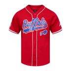 NFL BUFFALO BILLS SCRIPT TAIL MEN'S MESH BUTTON DOWN SHIRT (RED)
