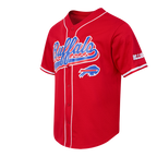 NFL BUFFALO BILLS SCRIPT TAIL MEN'S MESH BUTTON DOWN SHIRT (RED)