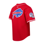 NFL BUFFALO BILLS SCRIPT TAIL MEN'S MESH BUTTON DOWN SHIRT (RED)