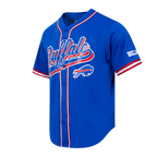 NFL BUFFALO BILLS SCRIPT TAIL CHEMISE BOUTONNÉE EN FILET POUR HOMME (BLEU ROYAL/ROUGE)