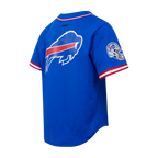 NFL BUFFALO BILLS SCRIPT TAIL CHEMISE BOUTONNÉE EN FILET POUR HOMME (BLEU ROYAL/ROUGE)