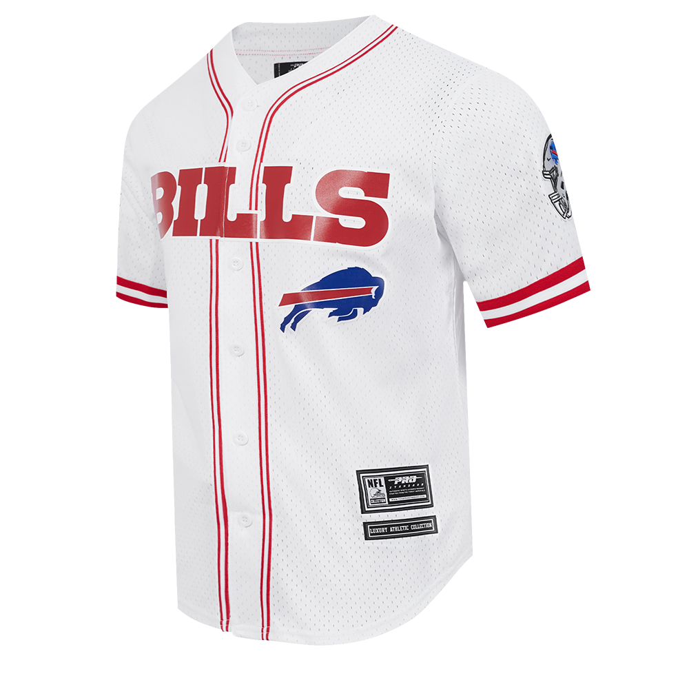 NFL BUFFALO BILLS MESH BUTTON UP SHIRT (WHITE/RED)