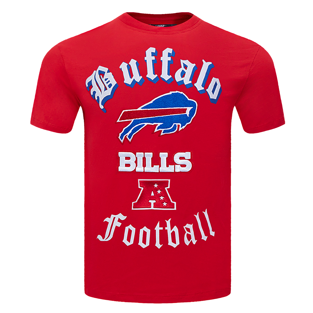 NFL BUFFALO BILLS OLD ENGLISH T-SHIRT POUR HOMME (ROUGE)
