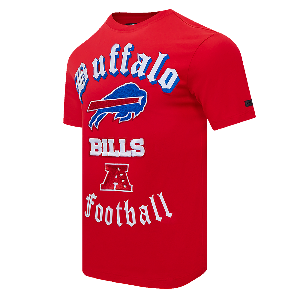 NFL BUFFALO BILLS OLD ENGLISH T-SHIRT POUR HOMME (ROUGE)
