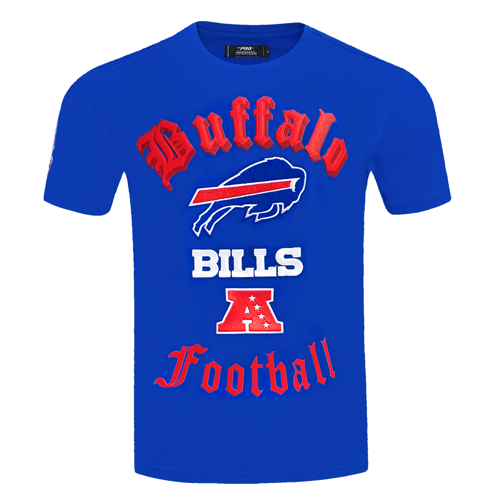 NFL BUFFALO BILLS OLD ENGLISH T-SHIRT POUR HOMME (BLEU ROYAL)