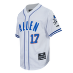 NFL BUFFALO BILLS JOSH ALLEN #17 CLASSIC MESH PNN MEN'S MESH BUTTON DOWN SHIRT (WHITE/ROYAL BLUE)