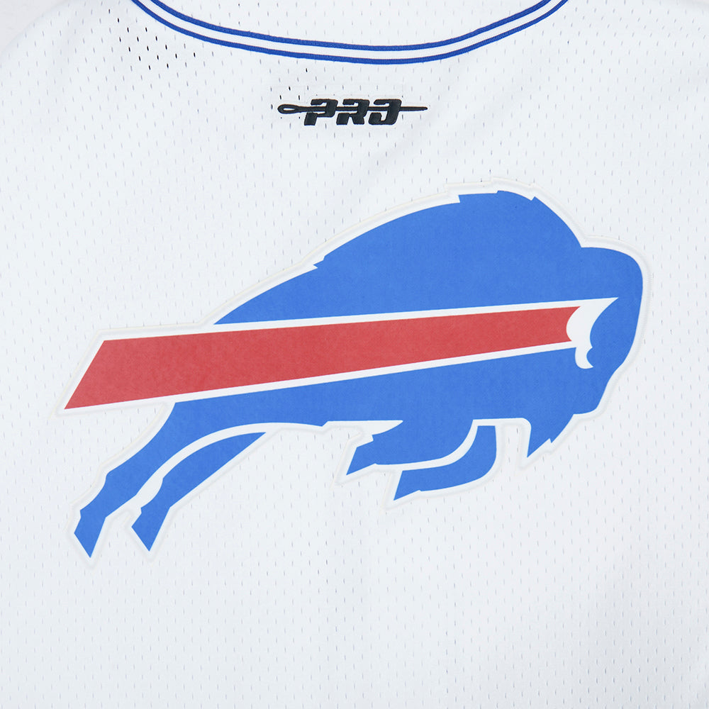 NFL BUFFALO BILLS JOSH ALLEN #17 CLASSIC MESH PNN MEN'S MESH BUTTON DOWN SHIRT (WHITE/ROYAL BLUE)
