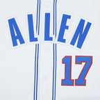 NFL BUFFALO BILLS JOSH ALLEN #17 CLASSIC MESH PNN MEN'S MESH BUTTON DOWN SHIRT (WHITE/ROYAL BLUE)