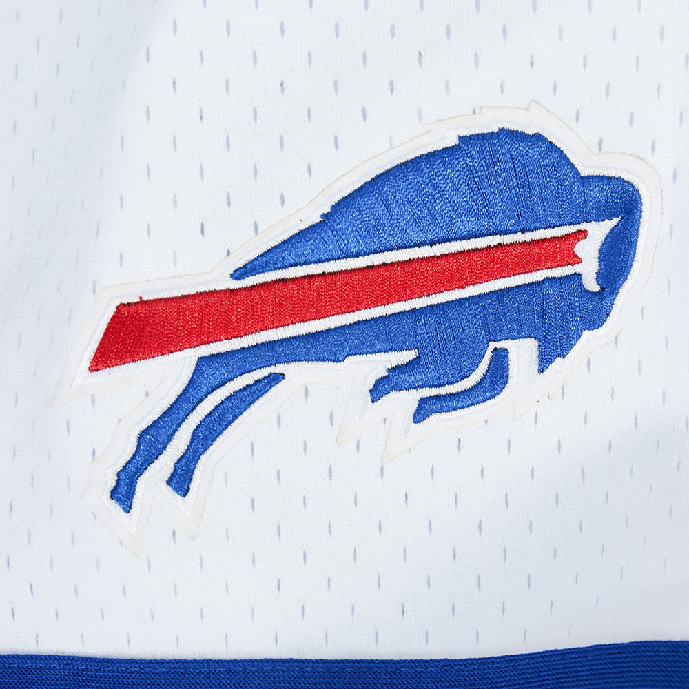 NFL BUFFALO BILLS JOSH ALLEN #17 CLASSIC MESH PNN MEN'S MESH BUTTON DOWN SHIRT (WHITE/ROYAL BLUE)