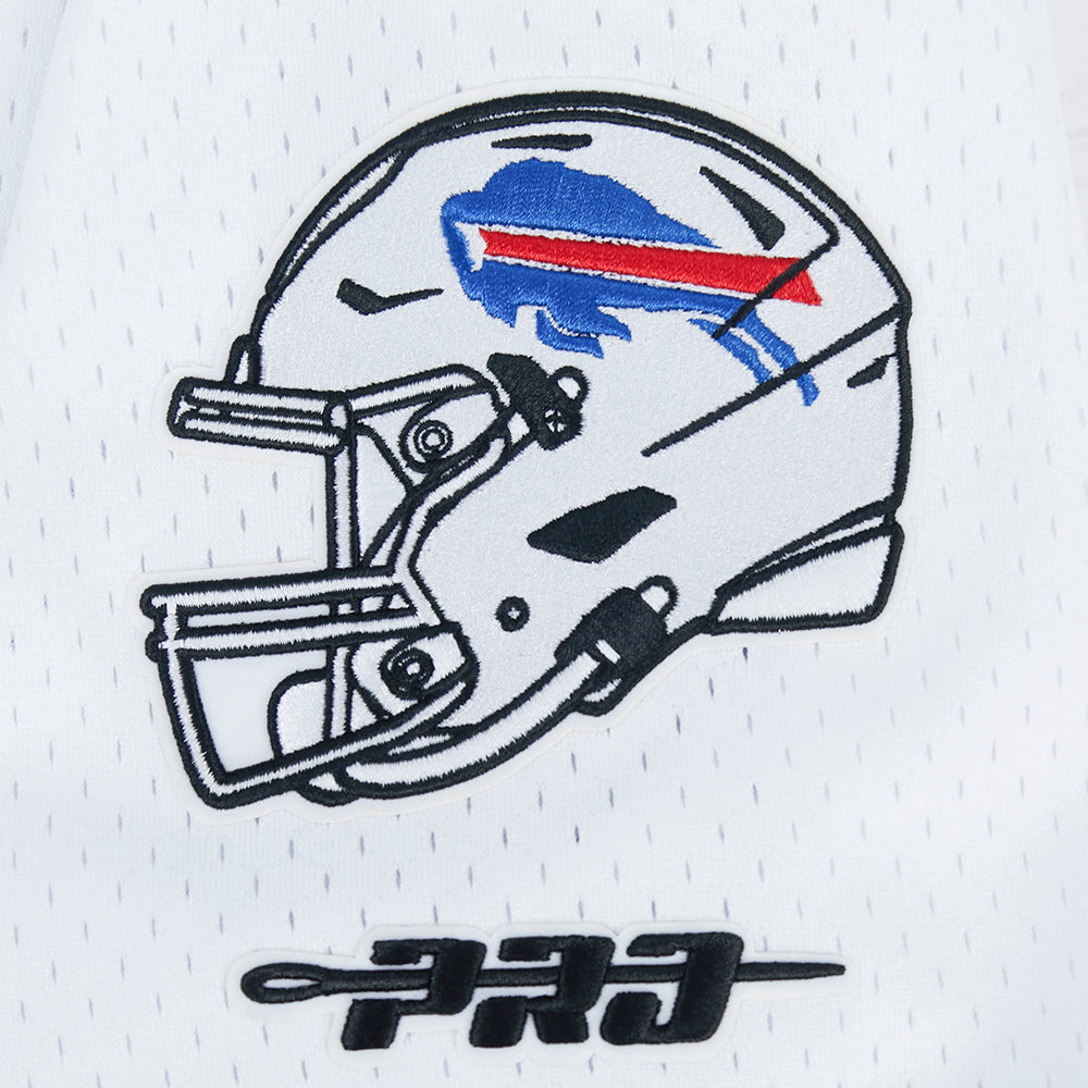 NFL BUFFALO BILLS JOSH ALLEN #17 CLASSIC MESH PNN MEN'S MESH BUTTON DOWN SHIRT (WHITE/ROYAL BLUE)