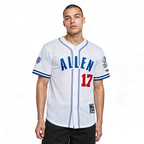 NFL BUFFALO BILLS JOSH ALLEN #17 CLASSIC MESH PNN MEN'S MESH BUTTON DOWN SHIRT (WHITE/ROYAL BLUE)