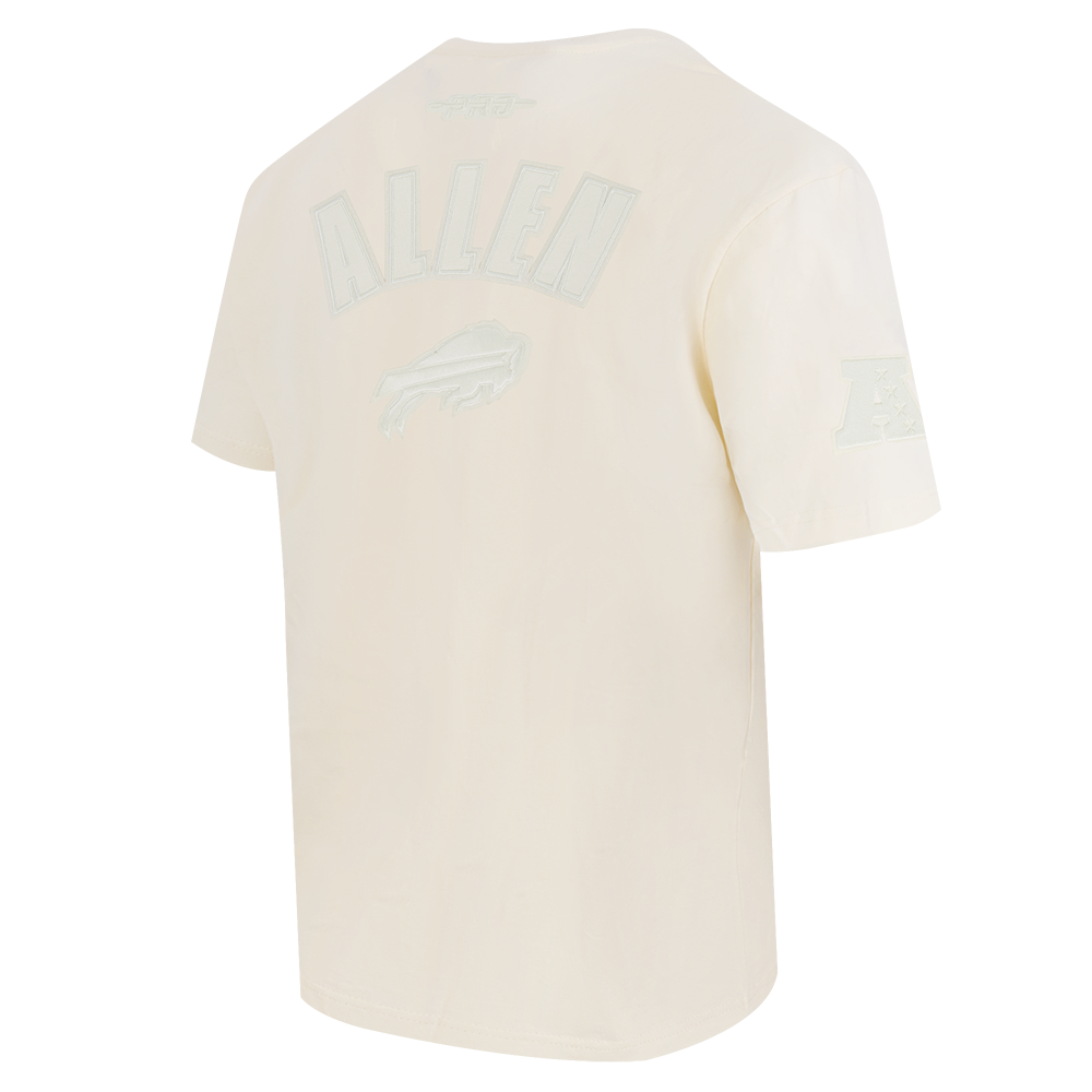 NFL BUFFALO BILLS JOSH ALLEN #17 NEUTRAL PNN T-SHIRT EN JERSEY DE COTON À ÉPAULES TOMBANTES POUR HOMME (COQUILLE D'ŒUF)
