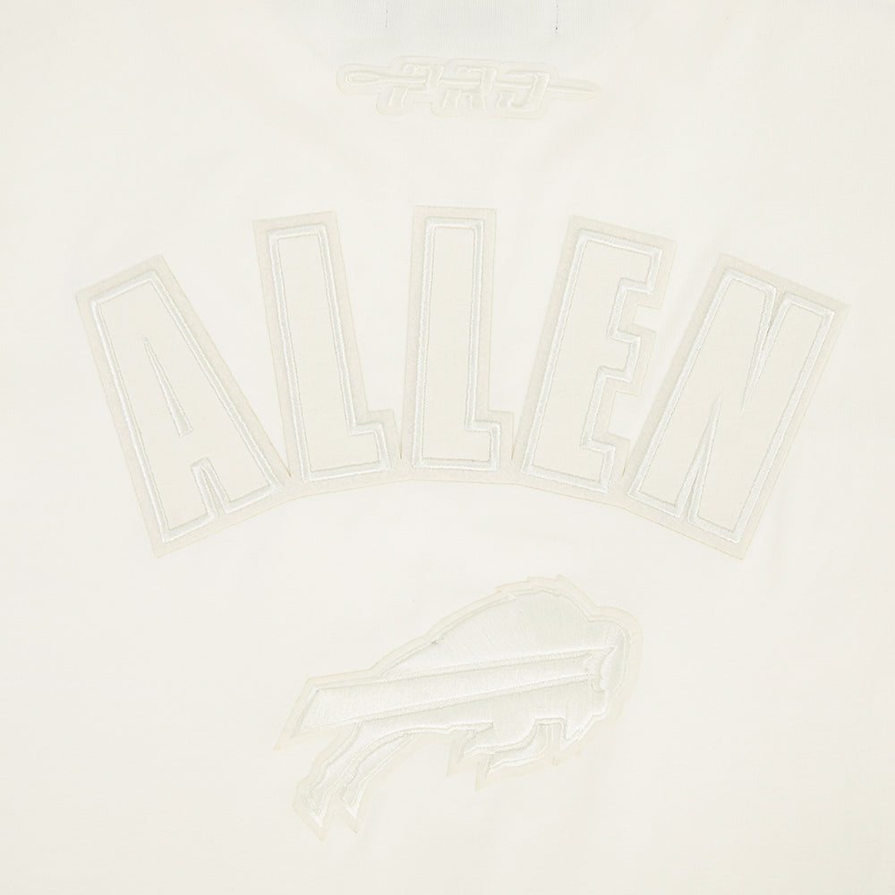 NFL BUFFALO BILLS JOSH ALLEN #17 NEUTRAL PNN T-SHIRT EN JERSEY DE COTON À ÉPAULES TOMBANTES POUR HOMME (COQUILLE D'ŒUF)