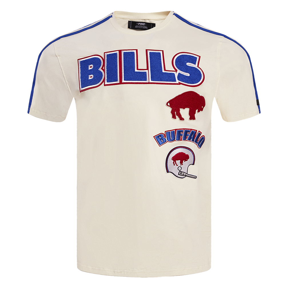 NFL BUFFALO BILLS RETRO CLASSIC MEN'S STRIPED TEE (EGGSHELL/ ROYAL BLUE)