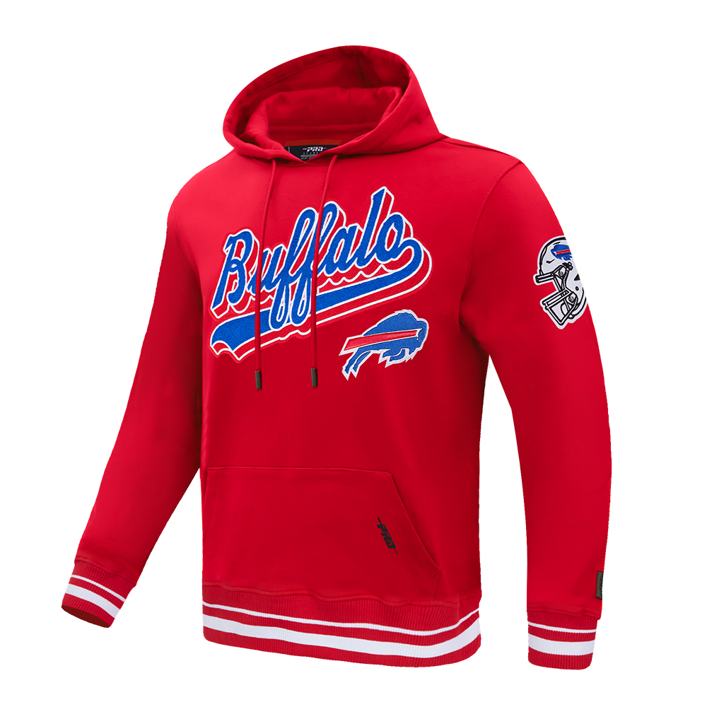 NFL BUFFALO BILLS SCRIPT TAIL MEN'S RIB FLC PO HOODIE (RED)