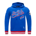 NFL BUFFALO BILLS SCRIPT TAIL CHANDAIL À CAPUCHON EN MOLLETON CÔTELÉ POUR HOMME (BLEU ROYAL/ROUGE)