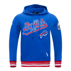 NFL BUFFALO BILLS SCRIPT TAIL CHANDAIL À CAPUCHON EN MOLLETON CÔTELÉ POUR HOMME (BLEU ROYAL/ROUGE)