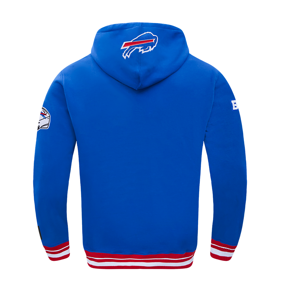 NFL BUFFALO BILLS SCRIPT TAIL CHANDAIL À CAPUCHON EN MOLLETON CÔTELÉ POUR HOMME (BLEU ROYAL/ROUGE)