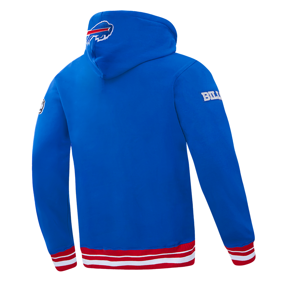 NFL BUFFALO BILLS SCRIPT TAIL CHANDAIL À CAPUCHON EN MOLLETON CÔTELÉ POUR HOMME (BLEU ROYAL/ROUGE)