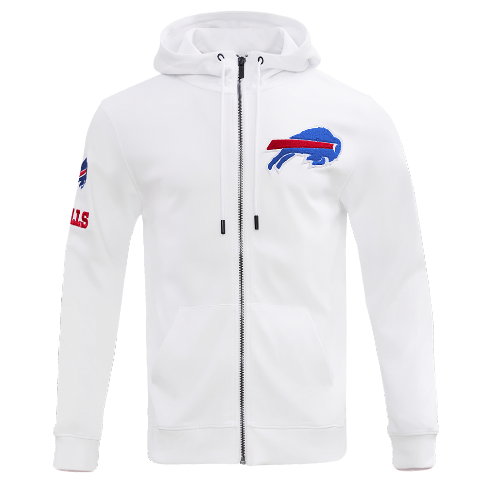 NFL BUFFALO BILLS CLASSIC CHENILLE FULL ZIP HOODIE  (WHITE)