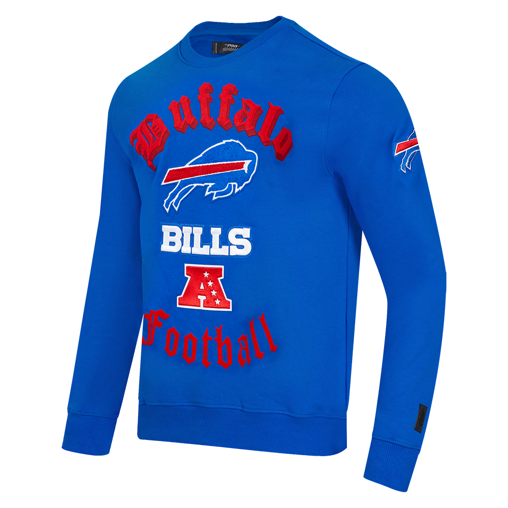 NFL BUFFALO BILLS OLD ENGLISH MEN'S CREWNECK (ROYAL BLUE)