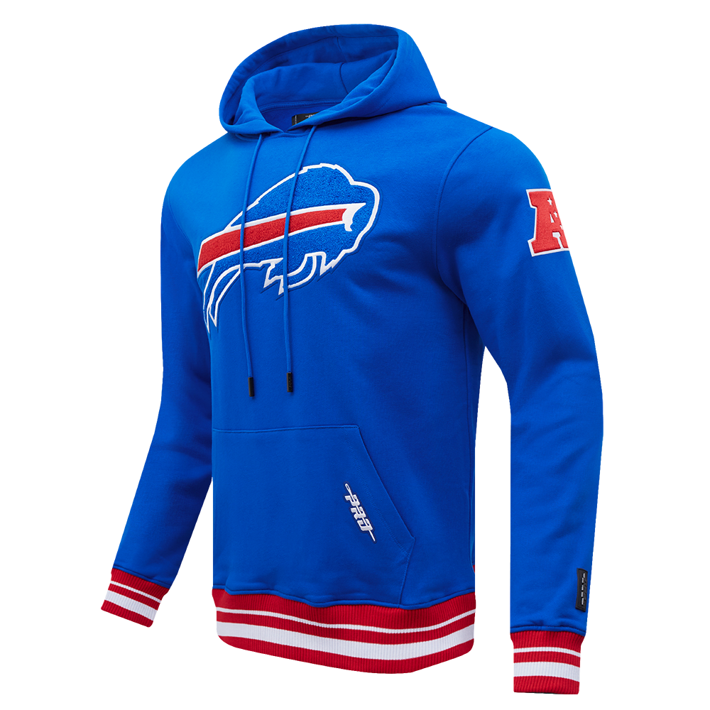 NFL BUFFALO BILLS MASHUP MEN'S RIB PULLOVER HOODIE (ROYAL BLUE/RED)