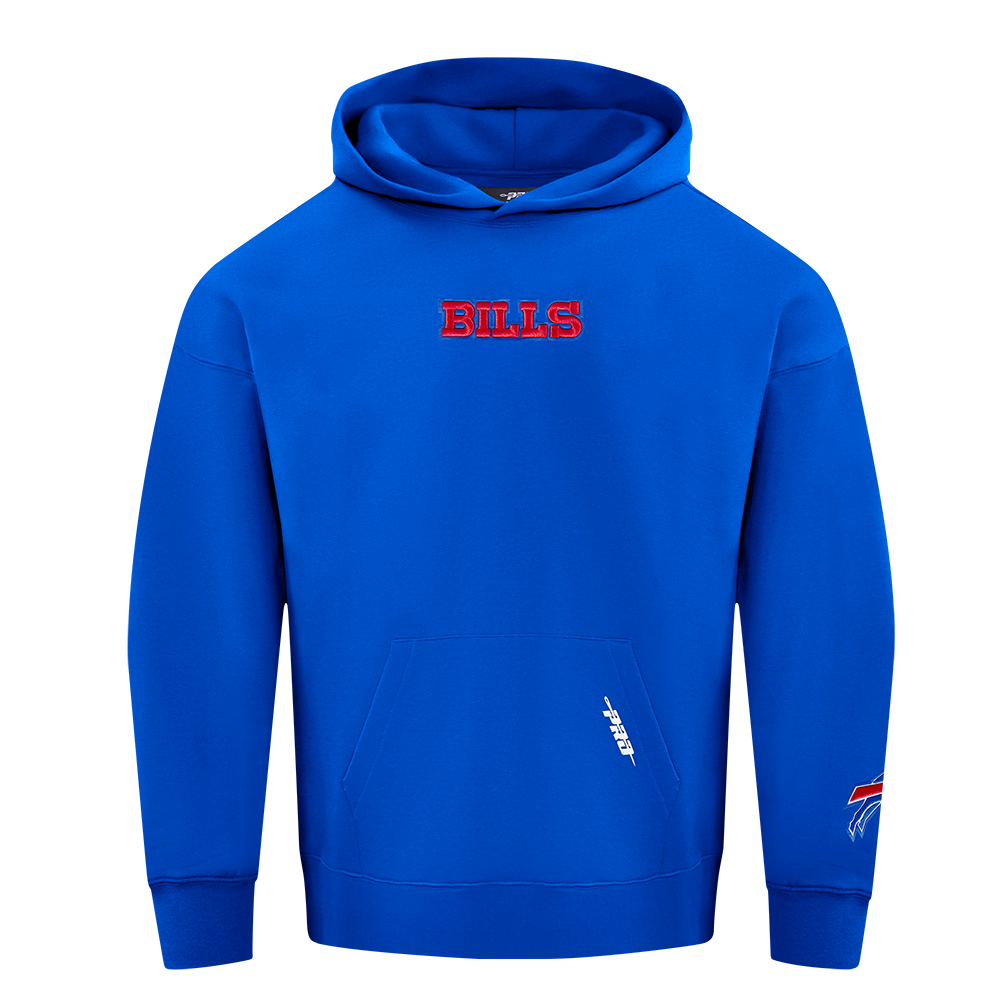 NFL BUFFALO BILLS WINGSPAN MEN'S DROP SHOULDER FLEECE PULLOVER HOODIE (ROYAL BLUE)