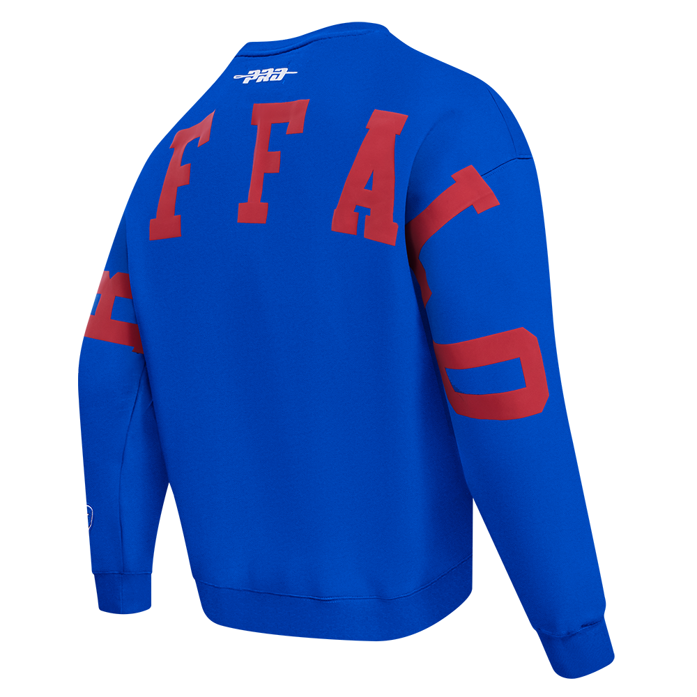 NFL BUFFALO BILLS WINGSPAN MEN'S DROP SHOULDER FLEECE CREWNECK (ROYAL BLUE)