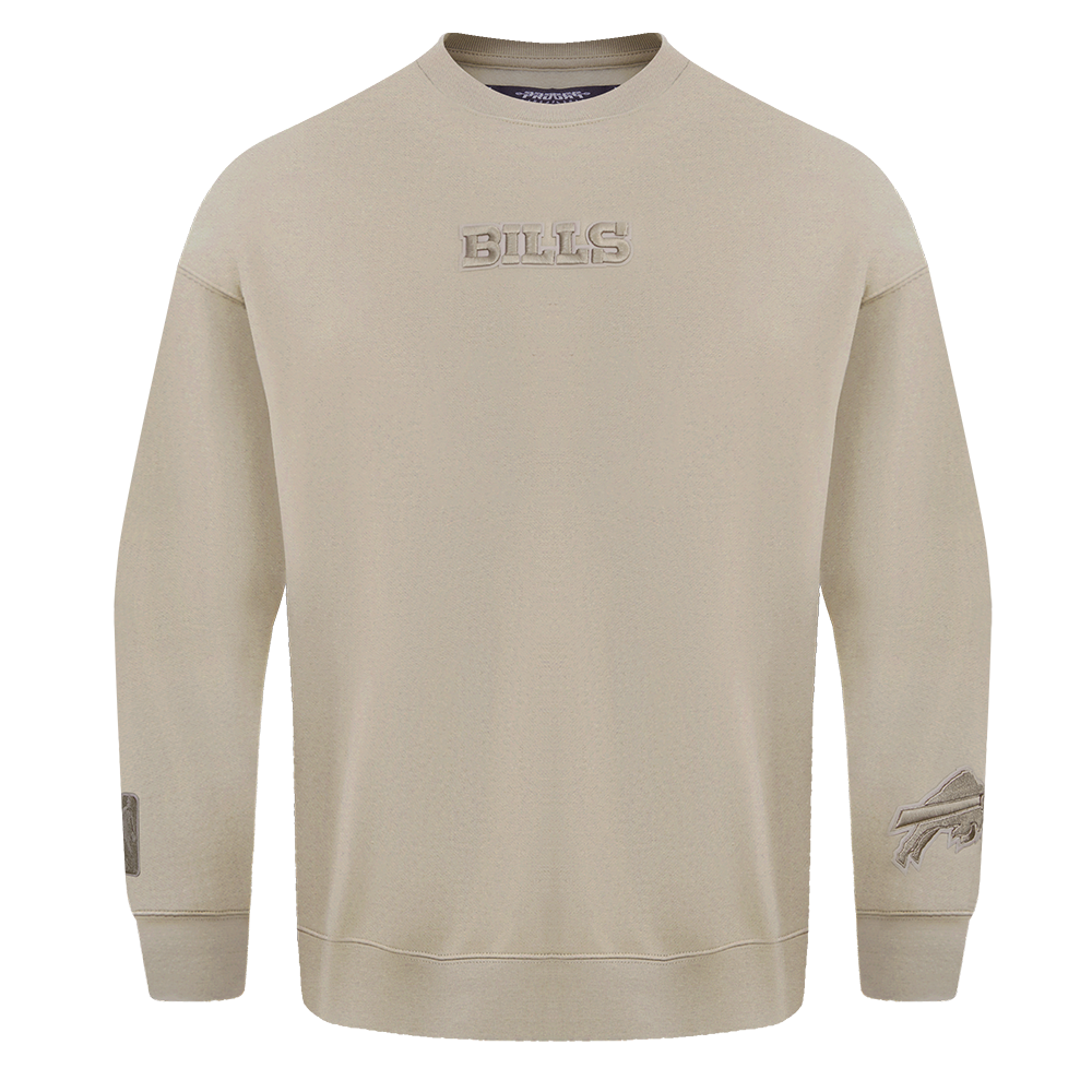 NFL BUFFALO BILLS WINGSPAN MEN'S DROP SHOULDER FLEECE CREWNECK (TAUPE)