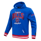 NFL BUFFALO BILLS TEAM BADGE MEN'S RIB PO HOODIE (ROYAL BLUE/RED)