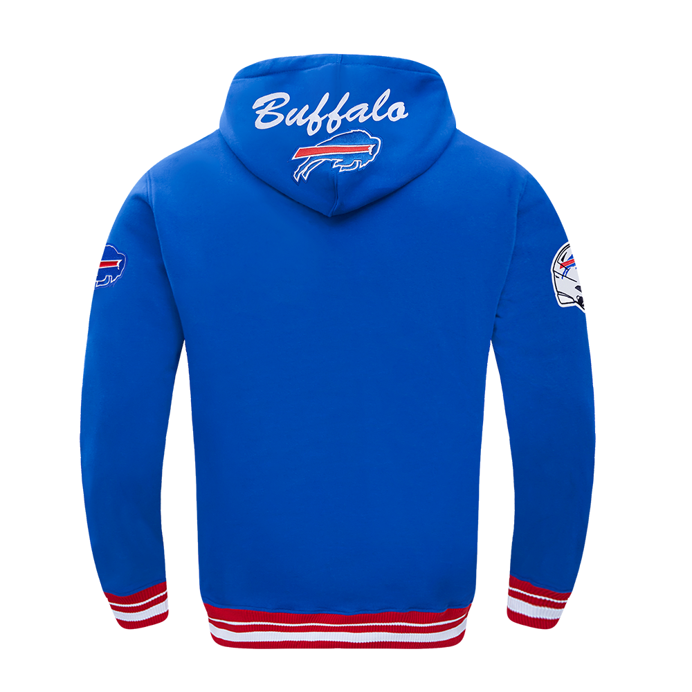 NFL BUFFALO BILLS TEAM BADGE MEN'S RIB PO HOODIE (ROYAL BLUE/RED)