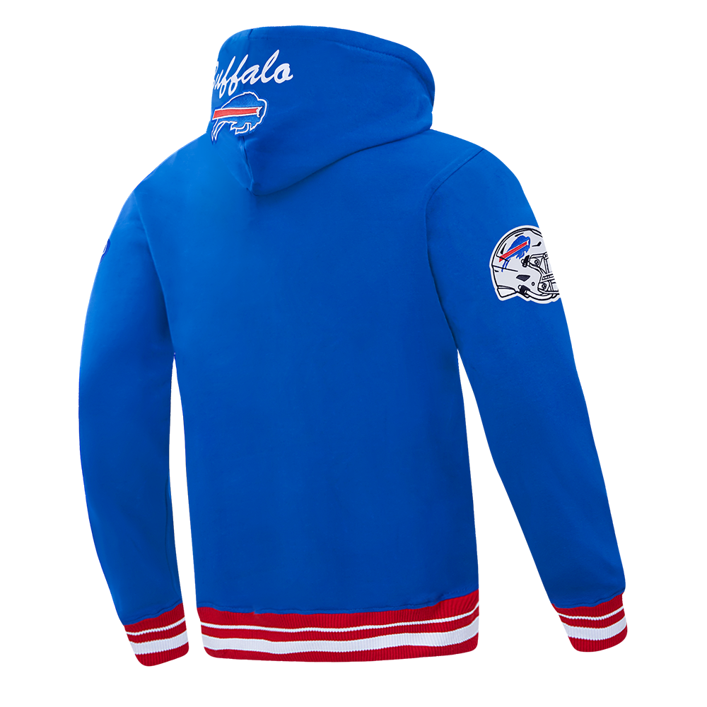 NFL BUFFALO BILLS TEAM BADGE MEN'S RIB PO HOODIE (ROYAL BLUE/RED)