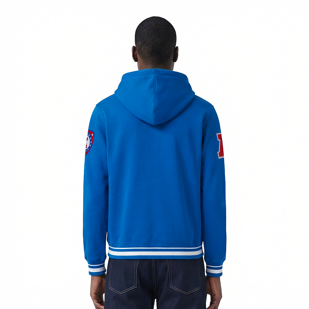 NFL BUFFALO BILLS LETTERMAN MEN'S PULL OVER HOODIE (ROYAL BLUE)