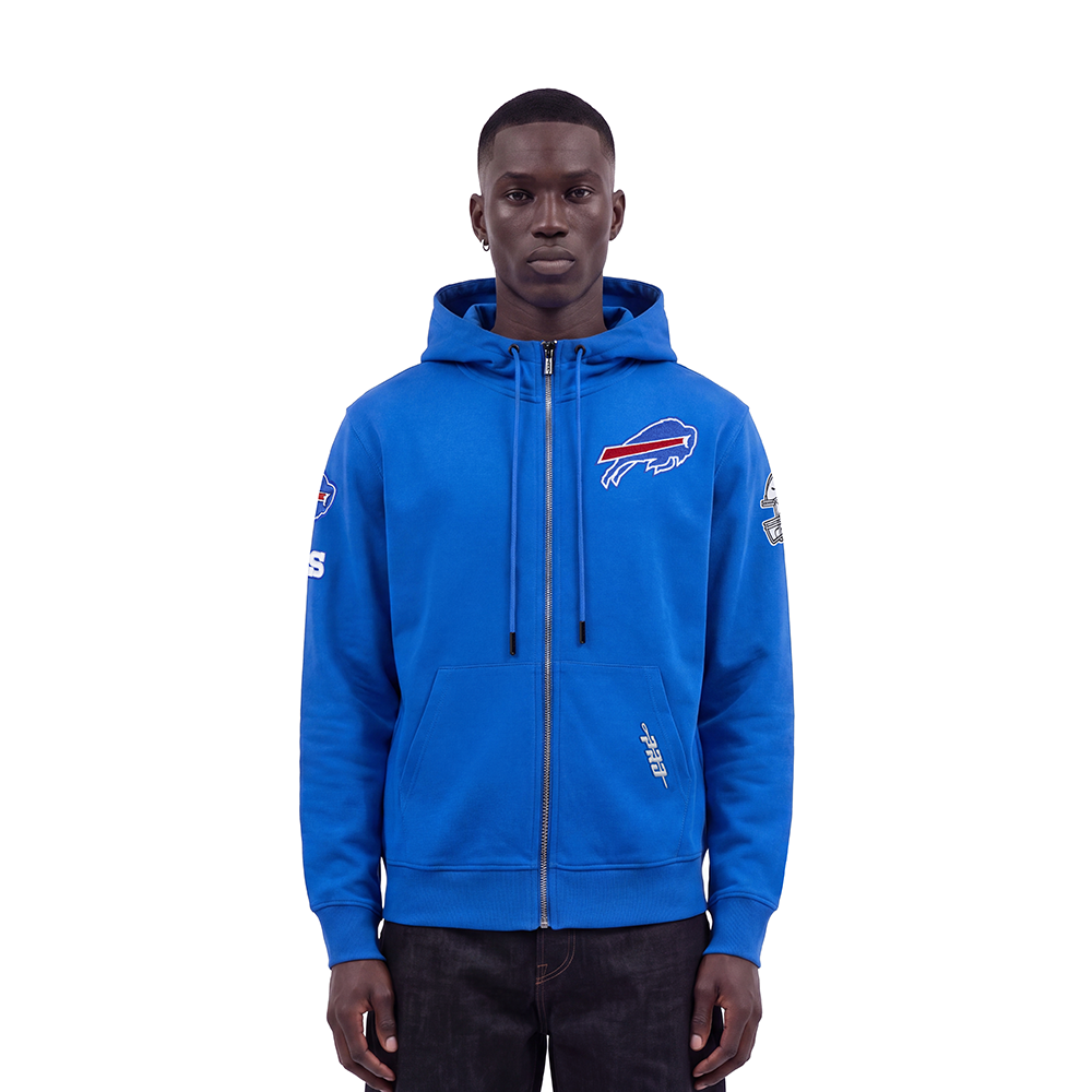 NFL BUFFALO BILLS CLASSIC CHENILLE MEN'S FULL ZIP HOODIE (ROYAL BLUE)