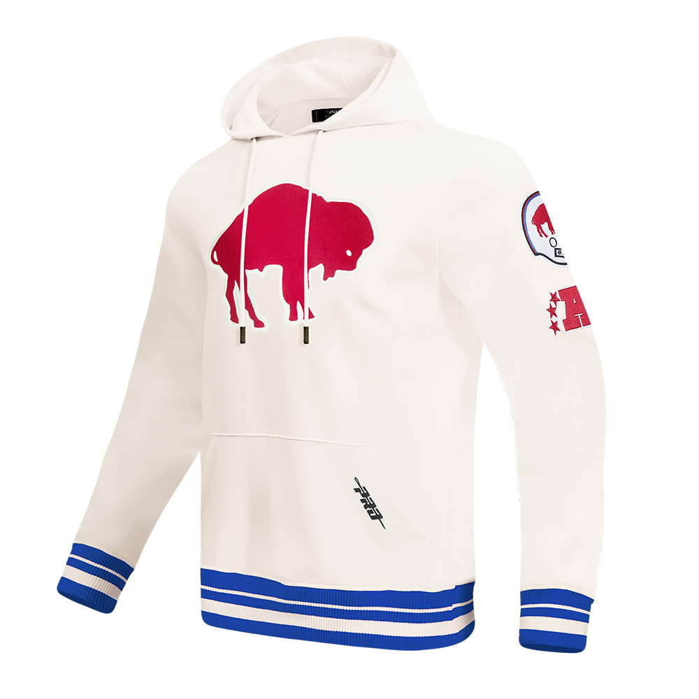 NFL BUFFALO BILLS RETRO CLASSICS MEN'S PULLOVER HOODIE (EGGSHELL/ROYAL BLUE)