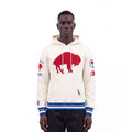 NFL BUFFALO BILLS RETRO CLASSICS MEN'S PULLOVER HOODIE (EGGSHELL/ROYAL BLUE)