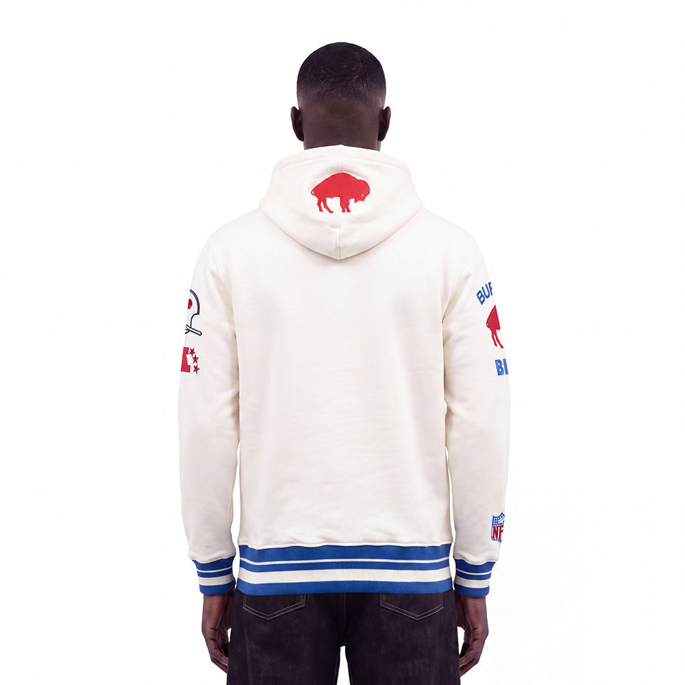 NFL BUFFALO BILLS RETRO CLASSICS MEN'S PULLOVER HOODIE (EGGSHELL/ROYAL BLUE)