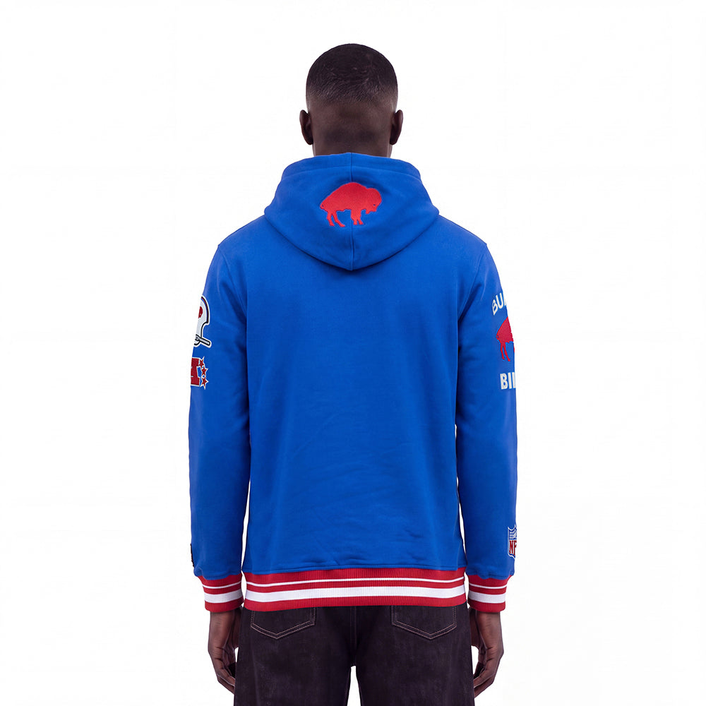 NFL BUFFALO BILLS RETRO CLASSICS MEN'S PULLOVER HOODIE (ROYAL BLUE/RED)