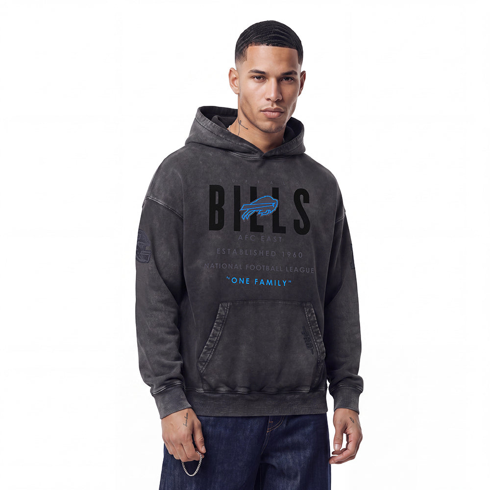 NFL BUFFALO BILLS ECLIPSE CHANDAIL À CAPUCHON POUR HOMME (NOIR DÉLAVÉ)