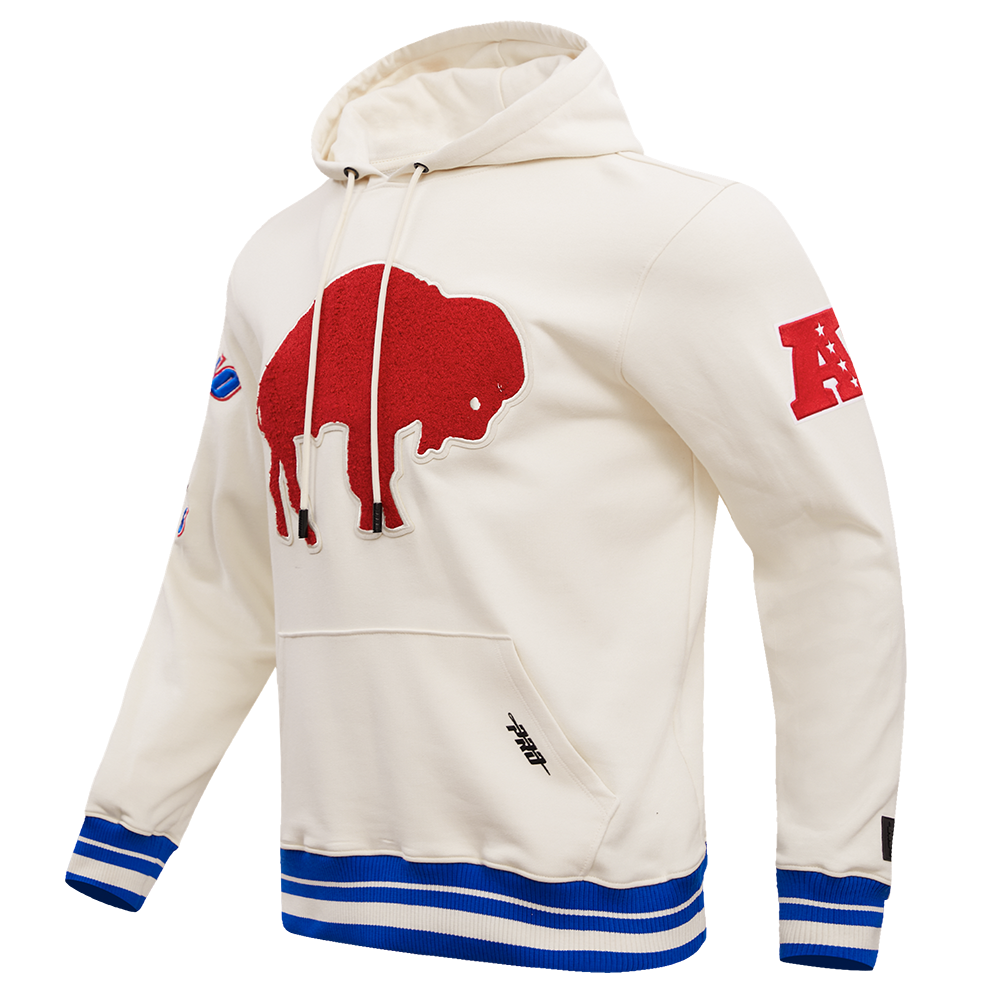 NFL BUFFALO BILLS RETRO CLASSIC MEN'S PULLOVER HOODIE (EGGSHELL/ ROYAL BLUE)